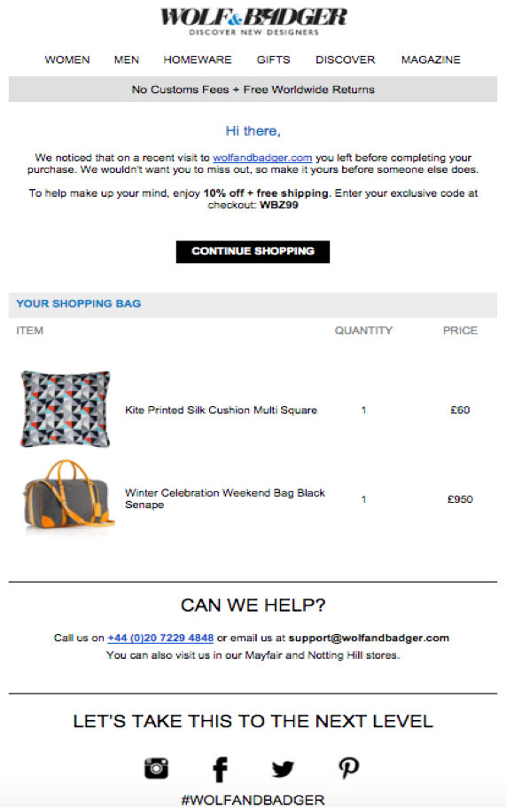 12 Tips For A High Conversion Shopping Cart Recovery Emails | FoxMetrics